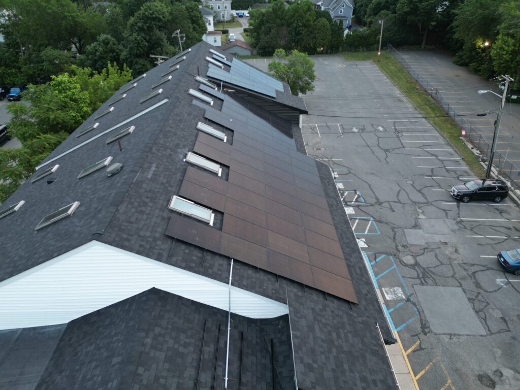 Solar array on the Fazza Commons commercial building roof installed by Alexa Energy Power Solutions