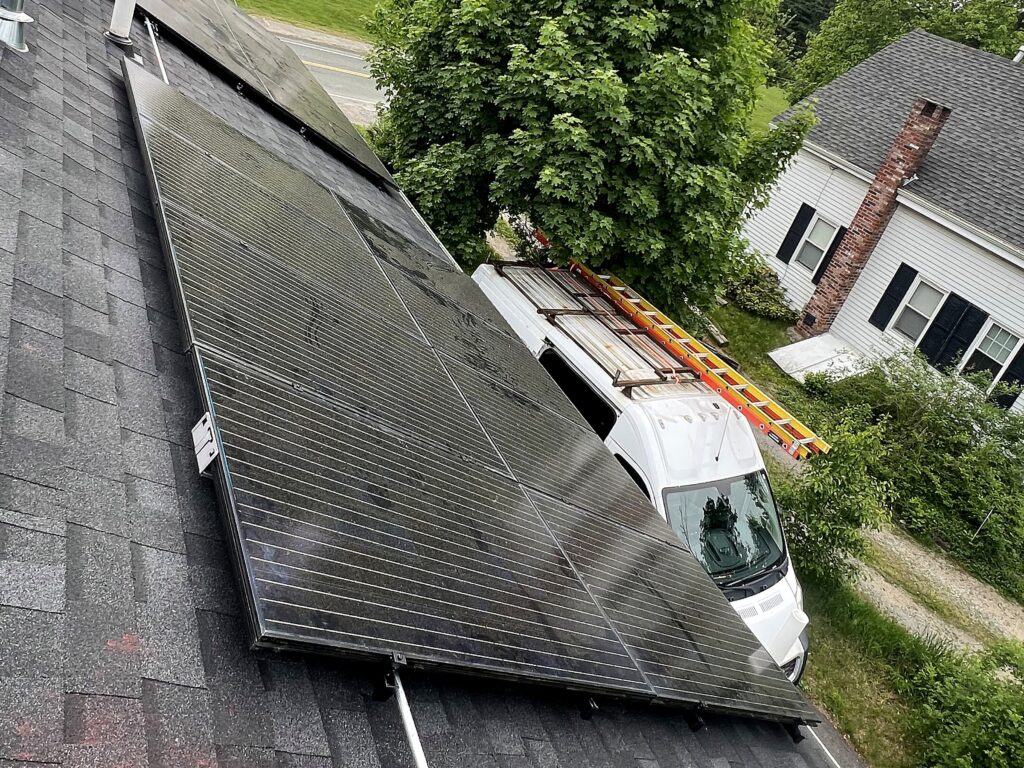 Residential solar array on an asphalt shingle roof in West Bridgewater, MA